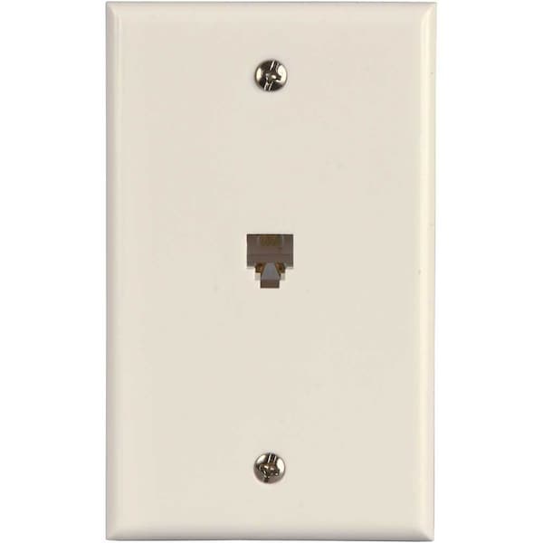 Westek 1-Gang Phone Jack Modular with Wall Plate Thermoplastic Ivory, 4 Conductor, 10PK TWRJ11IV1-10 - main